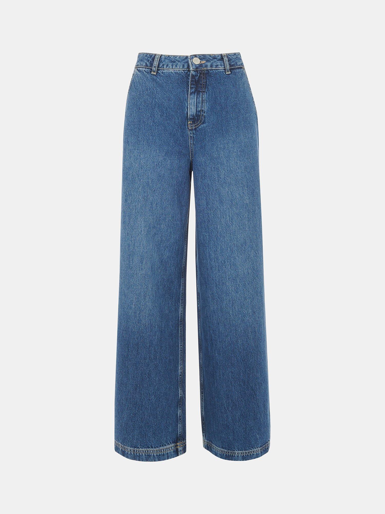 Product image 4 of 4, which shows Whistles Wide Leg High Waist Jeans, Blue, 30