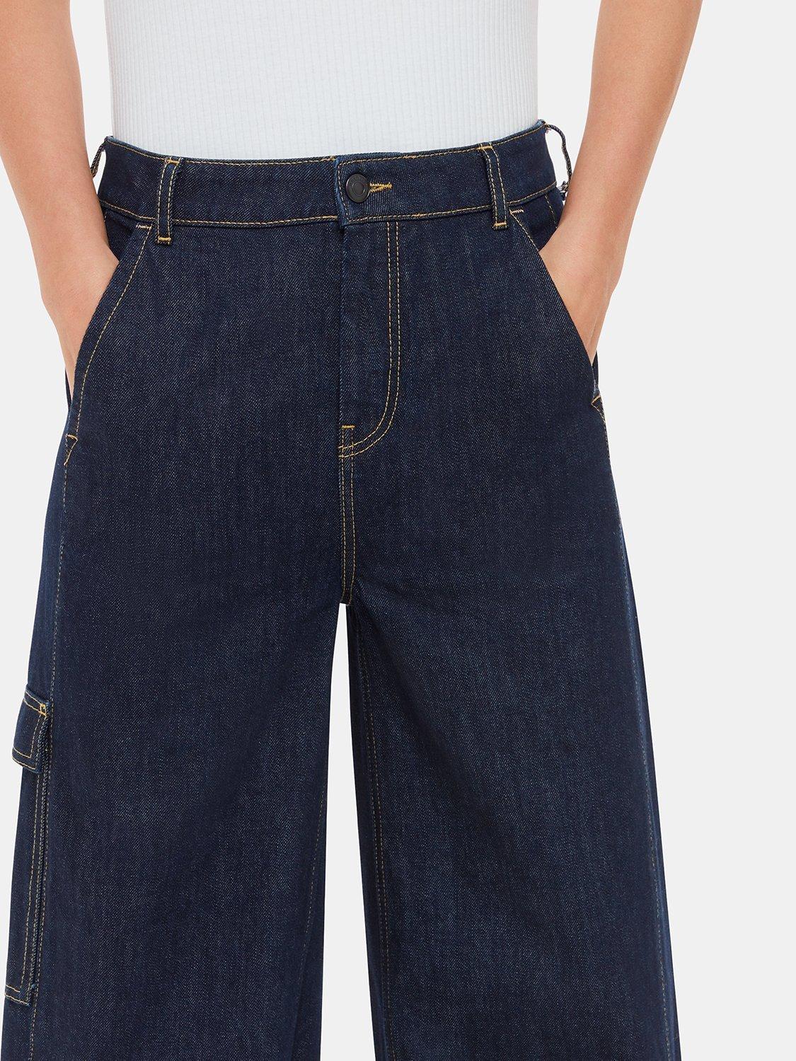 Product image 4 of 5, which shows Whistles Wide Leg Cargo Jeans, Dark Blue, 27