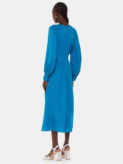 Whistles Petite Serpent Jacquard Midi Dress, Blue - view 2, Blue