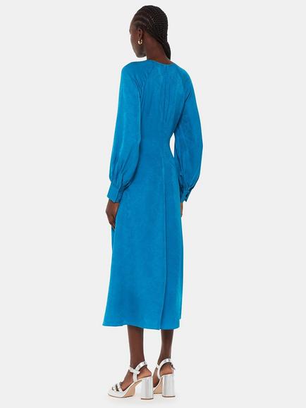 Whistles Petite Serpent Jacquard Midi Dress, Blue - view 2, Blue