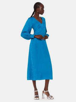 Whistles Serpent Jacquard Midi Dress, Blue, Blue