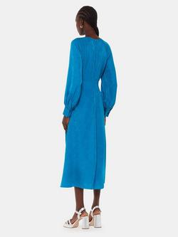 Whistles Serpent Jacquard Midi Dress, Blue - view 2, Blue