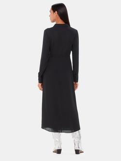 Whistles Lea Ruffle Front Midi Shirt Dress, Black - view 2, Black