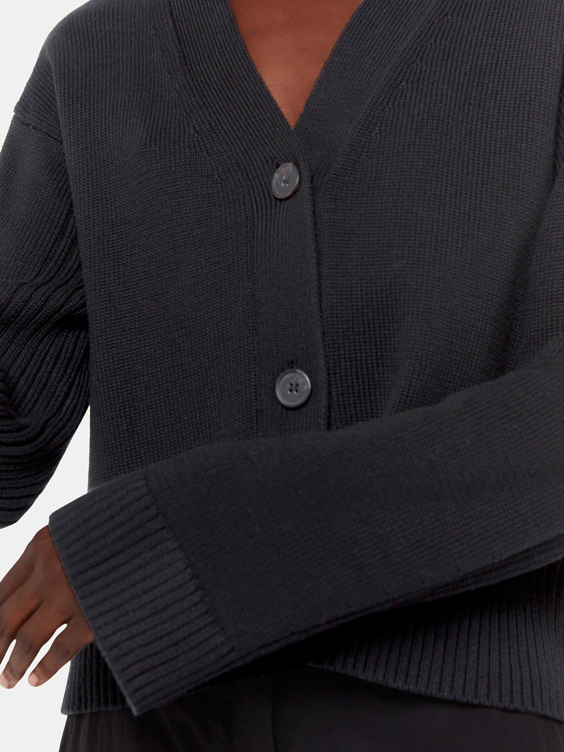 Product image 4 of 5, which shows Whistles Nina Button Front Cardigan, Black, XL