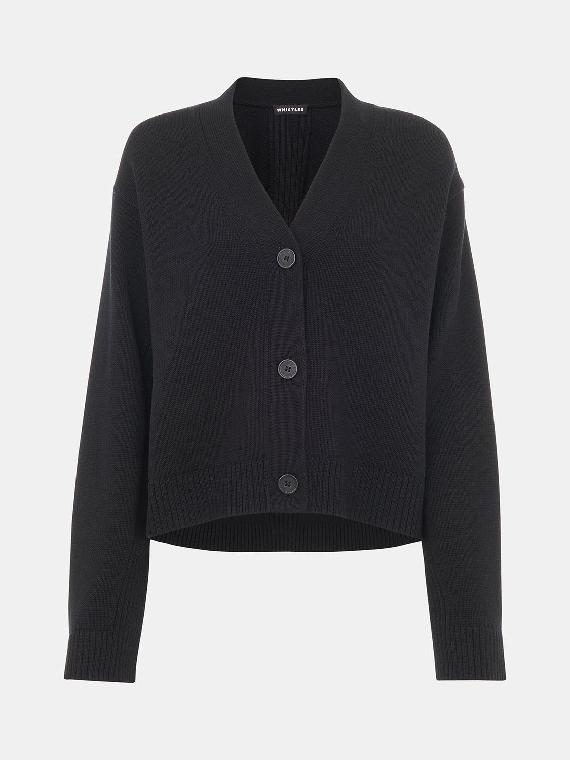 Product image 5 of 5, which shows Whistles Nina Button Front Cardigan, Black, XL