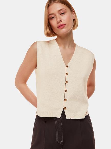 Whistles Bailey Button Through Tank Top, Oatmeal, Oatmeal