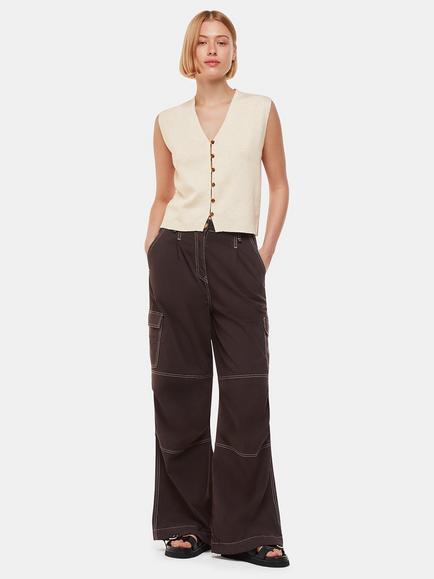 Whistles Bailey Button Through Tank Top, Oatmeal - view 2, Oatmeal