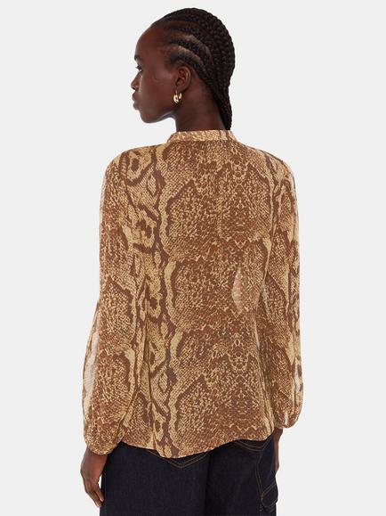 Whistles Serpent Print Shirt, Brown - view 2, Snake Print