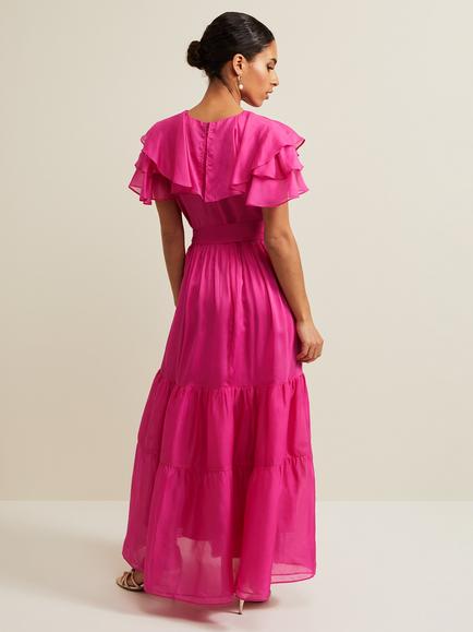 Phase Eight Petite Mabelle Maxi Dress, Fuchsia - view 2, Fuchsia