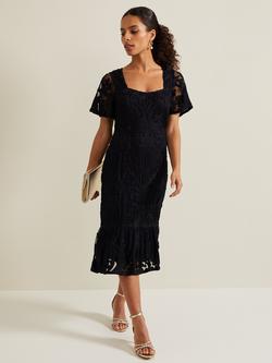 Phase Eight Petite Matilda Midi Dress, Navy, Navy