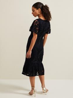 Phase Eight Petite Matilda Midi Dress, Navy - view 2, Navy