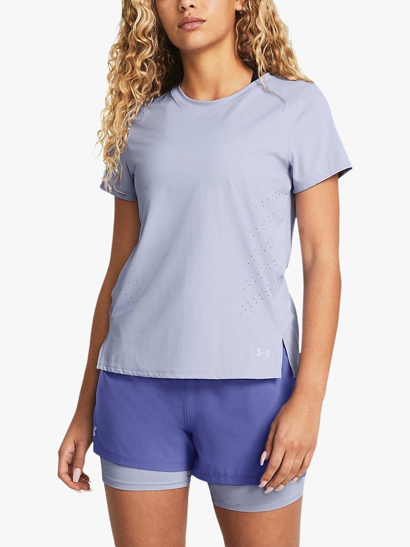 Under Armour Launch Elite Short Sleeve Sports Top, Celeste/Reflective