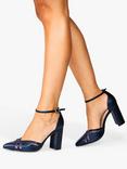 Paradox London Rhea Shimmer Block Heel Sandals, Navy