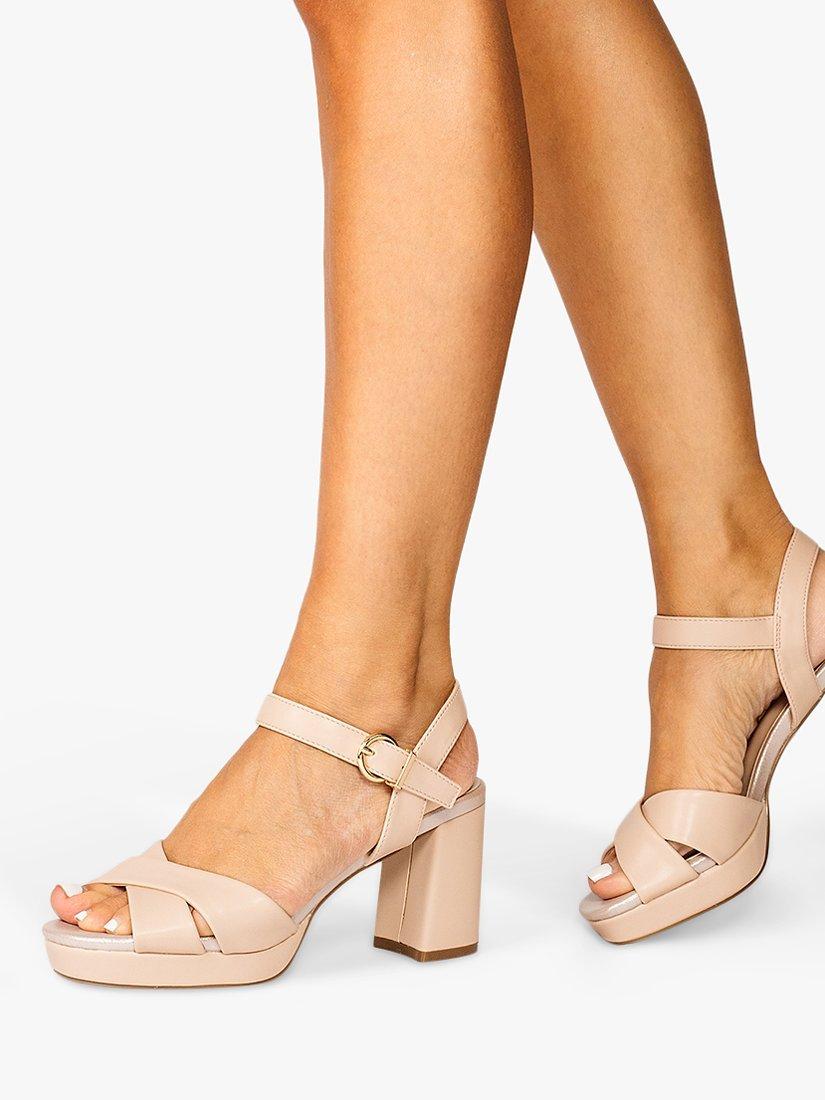 Paradox London Leya Block Heel Sandals, Nude, 3