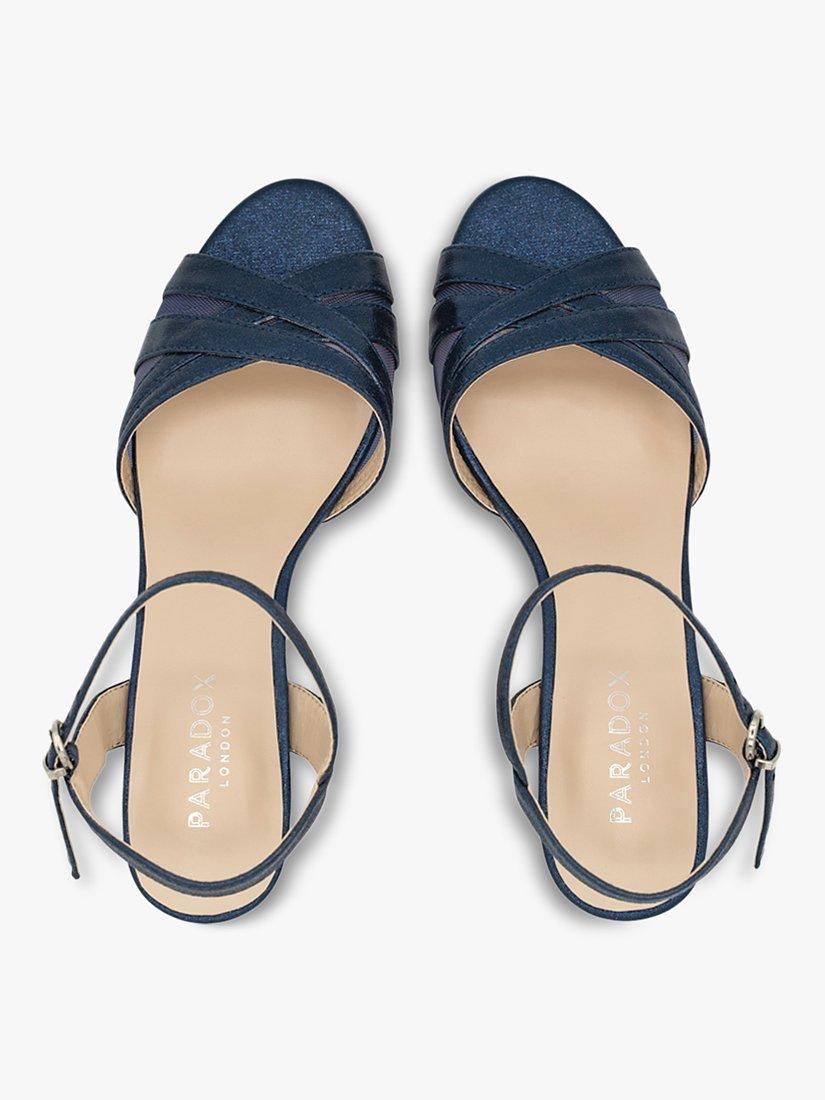 Product image 4 of 5, which shows Paradox London Mowenna Shimmer Heel Sandals, Navy, 3