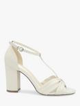 Paradox London Indiana High Block Heel T-Bar Sandals, Ivory