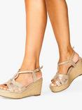 Paradox London Yanelli Wide Fit Wedge Heel Sandals, Champagne