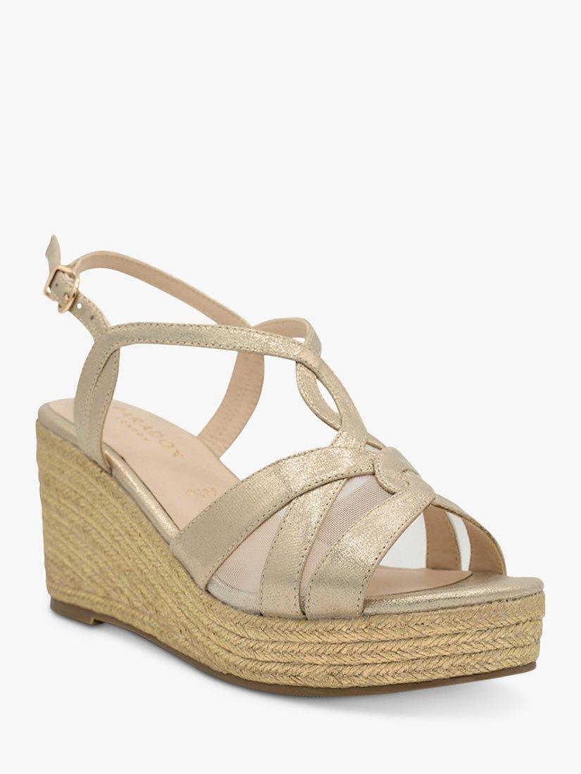 Product image 3 of 5, which shows Paradox London Yanelli Wide Fit Wedge Heel Sandals, Champagne, 3W