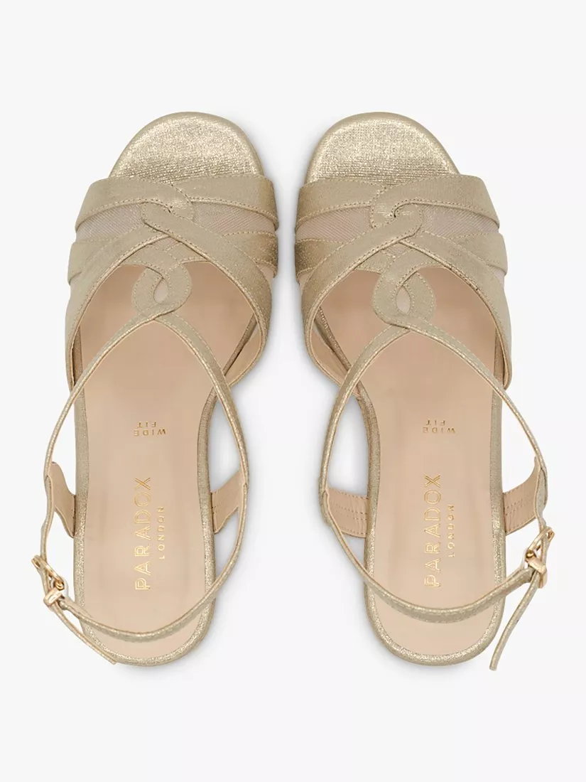 Paradox London Women's Winslow Wedge Sandal - Glitter Strappy Cage Sandal, Champagne, 6.5 - View #11