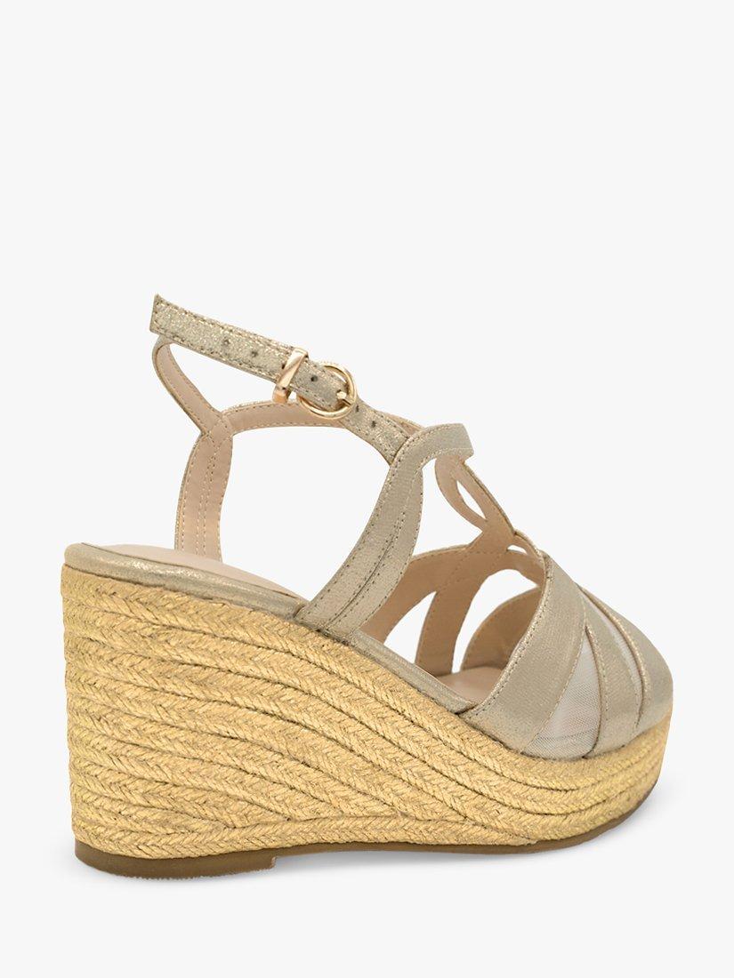 Product image 5 of 5, which shows Paradox London Yanelli Wide Fit Wedge Heel Sandals, Champagne, 3W