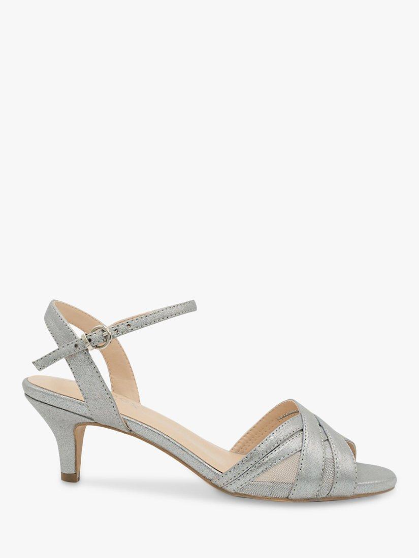 Paradox London Mowenna Shimmer Heel Sandals, Dark Silver