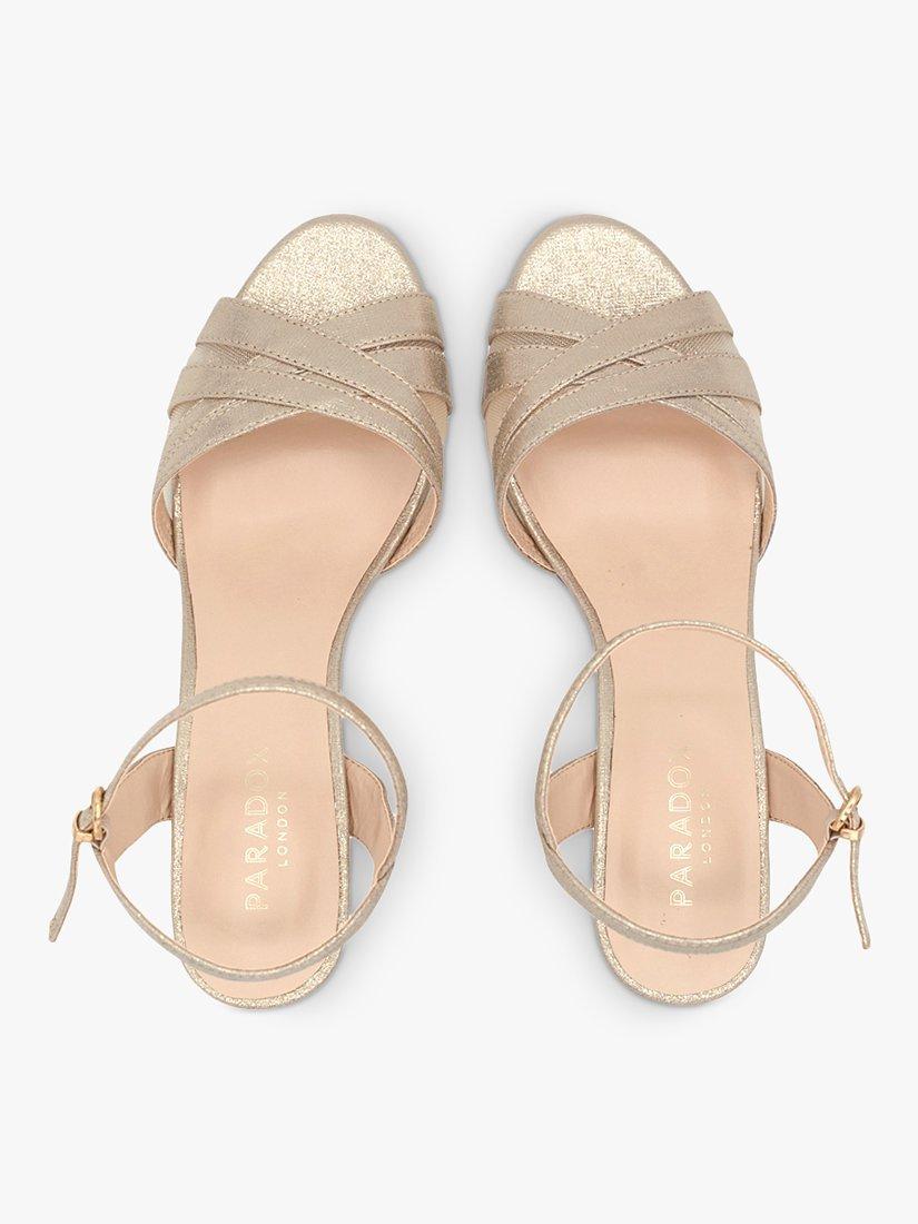 Product image 4 of 5, which shows Paradox London Mowenna Shimmer Heel Sandals, Champagne, 3