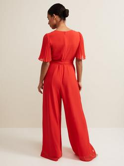 Phase Eight Petite Kendall Wide Leg Jumpsuit, Orange - view 2, Orange