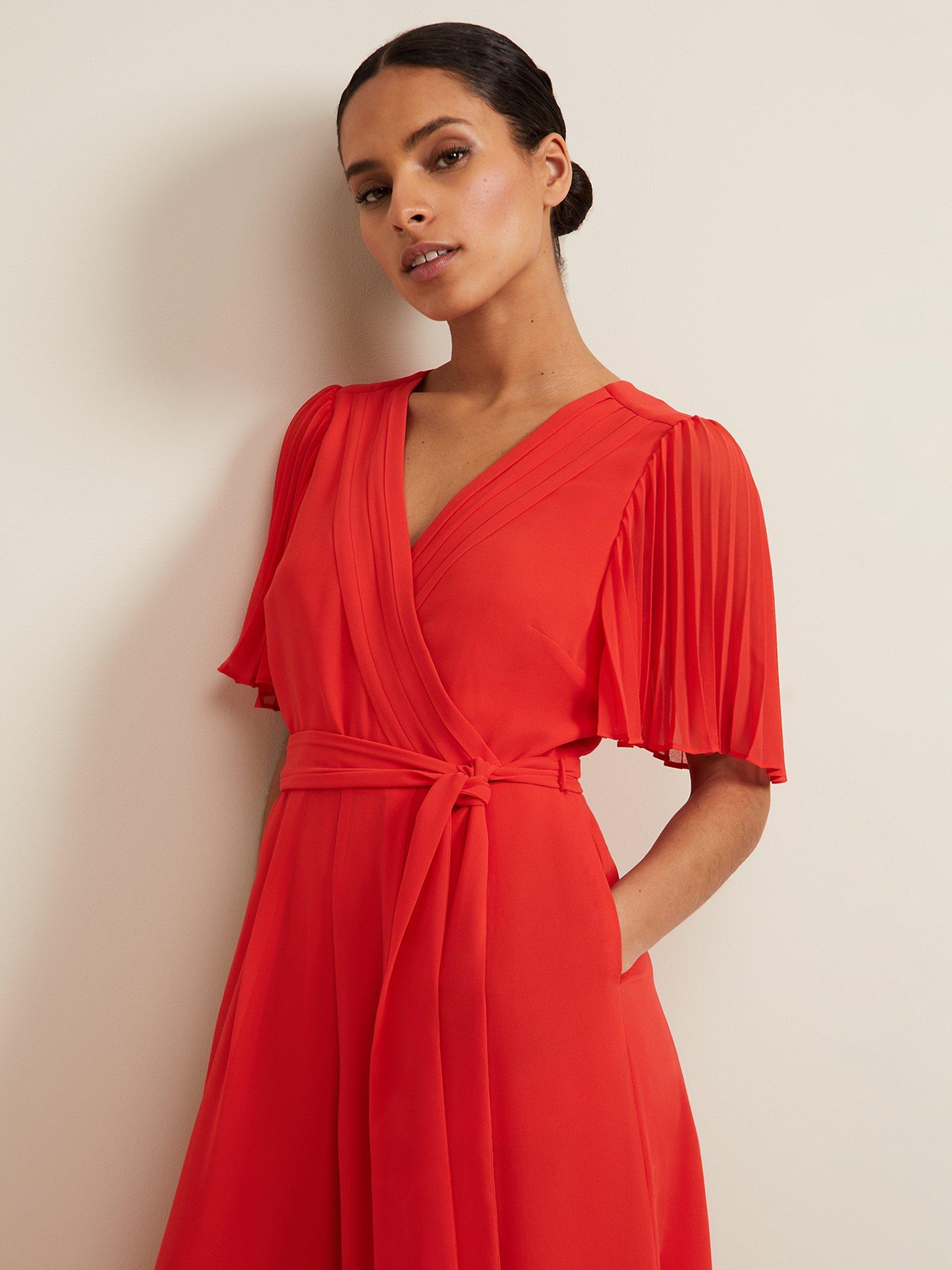 Product image 3 of 7, which shows Phase Eight Petite Kendall Wide Leg Jumpsuit, Orange, 20