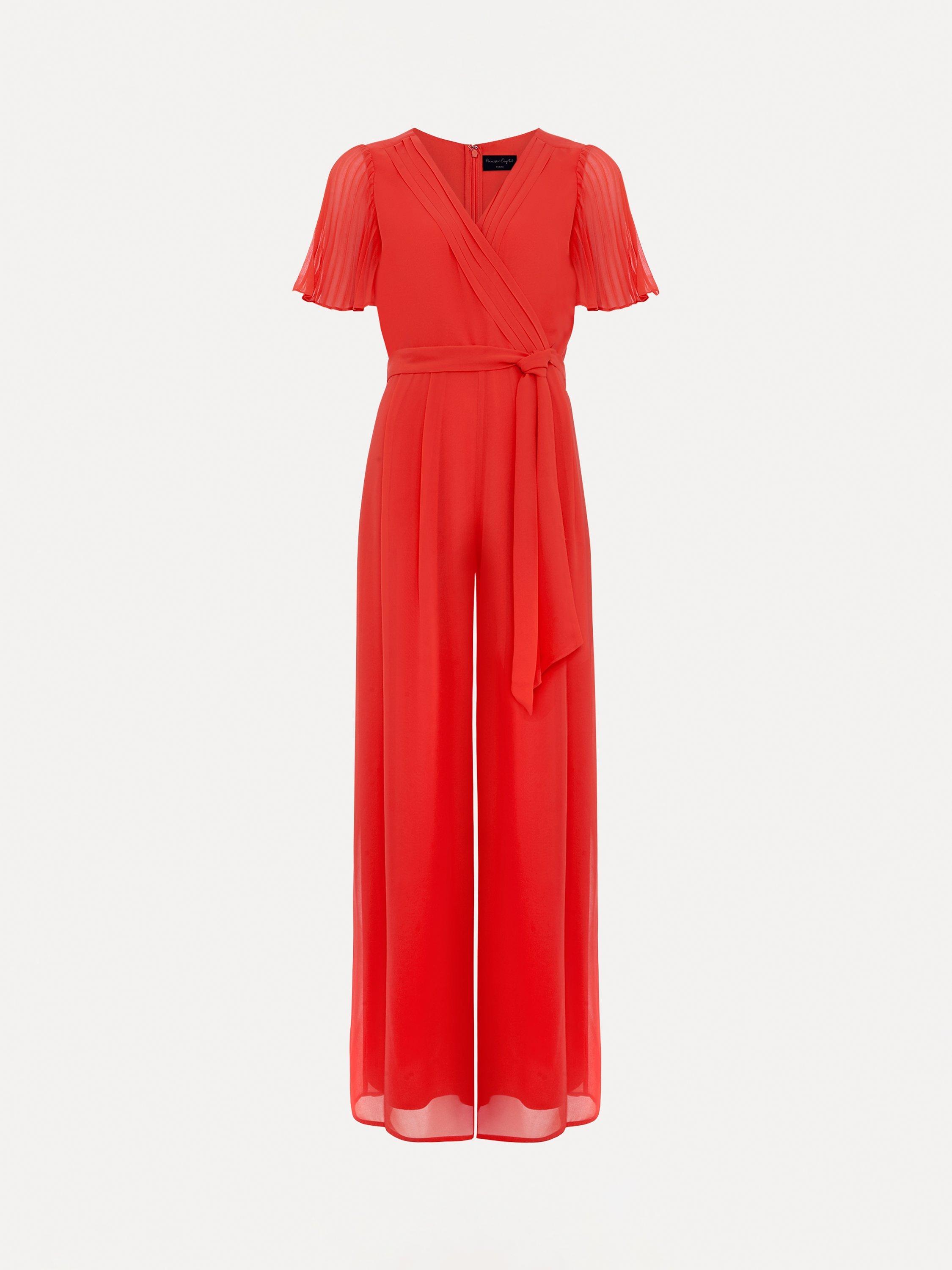 Product image 5 of 7, which shows Phase Eight Petite Kendall Wide Leg Jumpsuit, Orange, 20