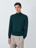 John Lewis Cashmere Half Zip Jumper, Wintergreen