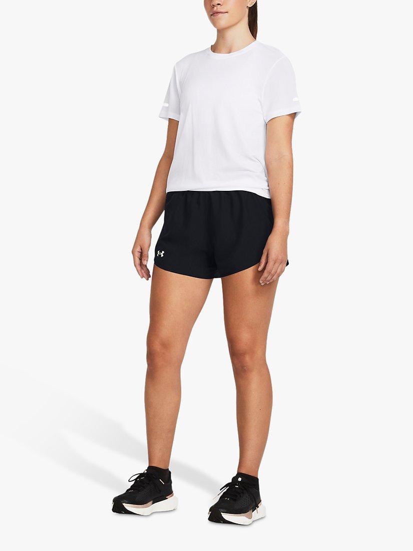 Product image 4 of 4, which shows Under Armour Fly-By 3" Women's Running Shorts, Black/Reflective, XS