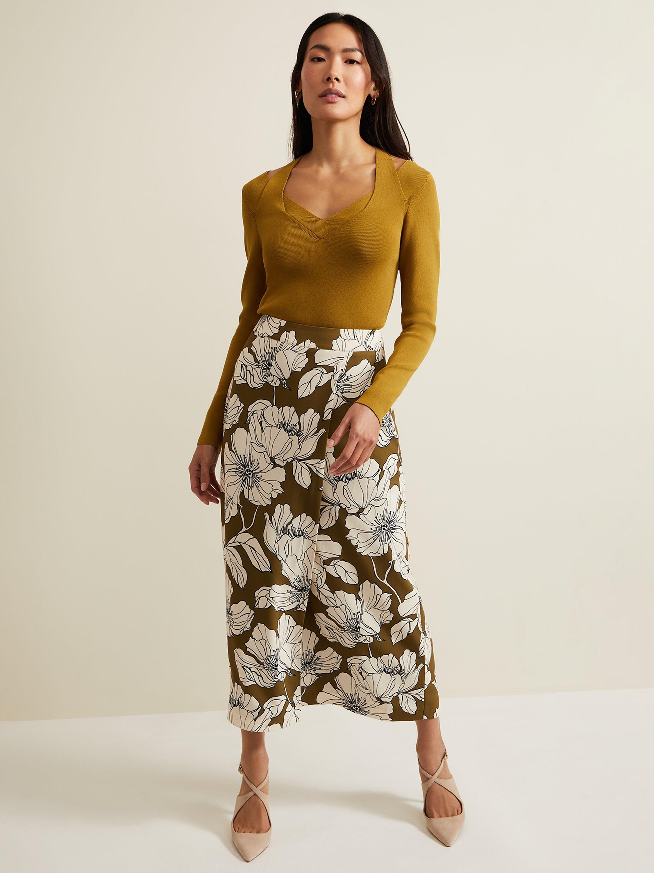 Product image 3 of 6, which shows Phase Eight Emily Rib Knit Cut-Out Detail Top, Olive, M