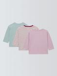 John Lewis Baby Long Sleeved Tops, Pink Mix, Pack of 3