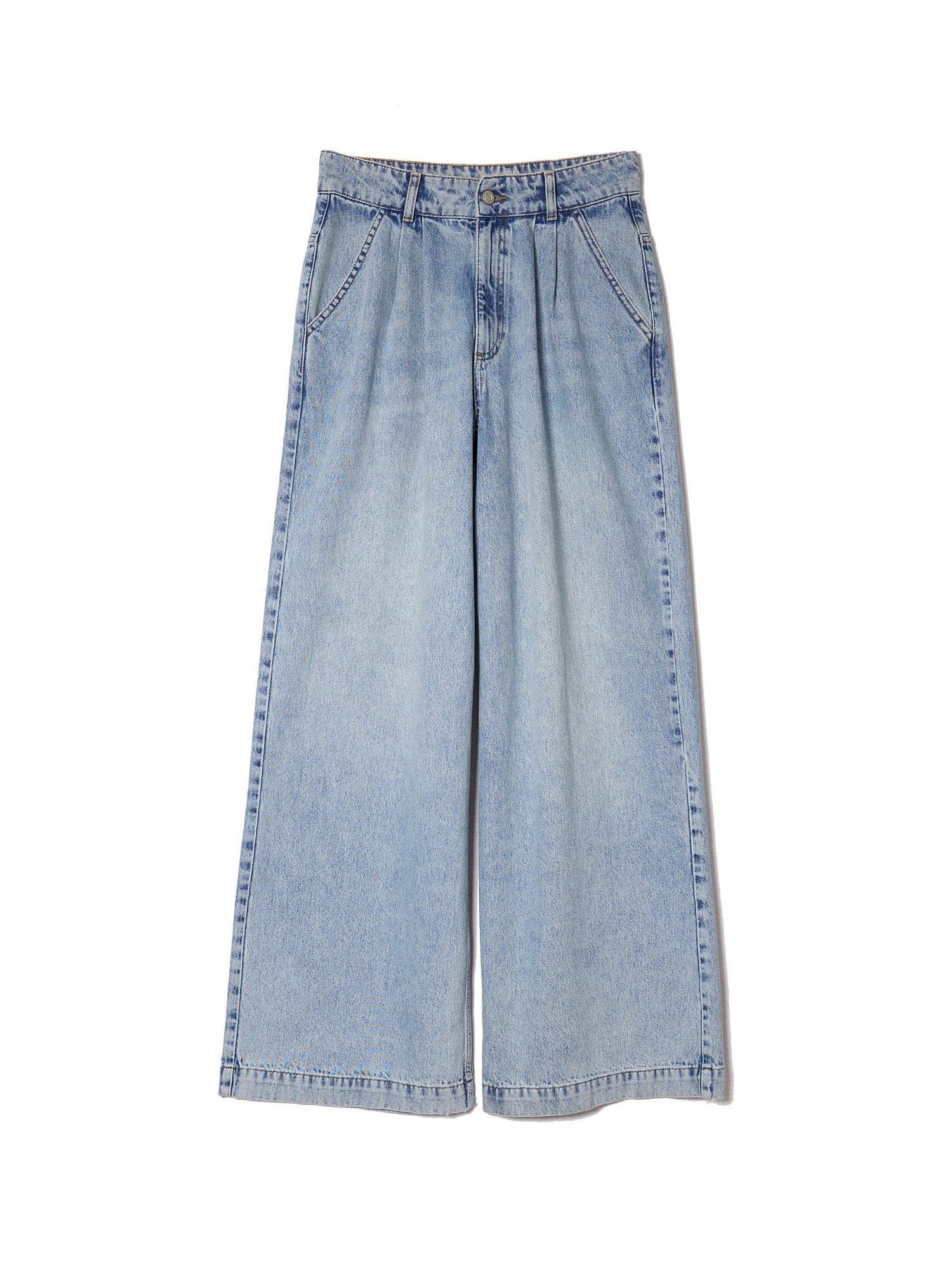 Product image 5 of 5, which shows Albaray Pleated Wide Leg Jeans, Light Blue, 16