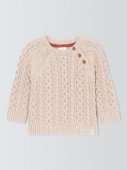 John Lewis Baby Cable Knit Jumper, Oatmeal, Oatmeal
