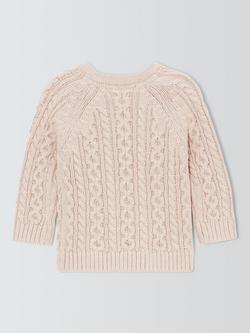 John Lewis Baby Cable Knit Jumper, Oatmeal - view 2, Oatmeal