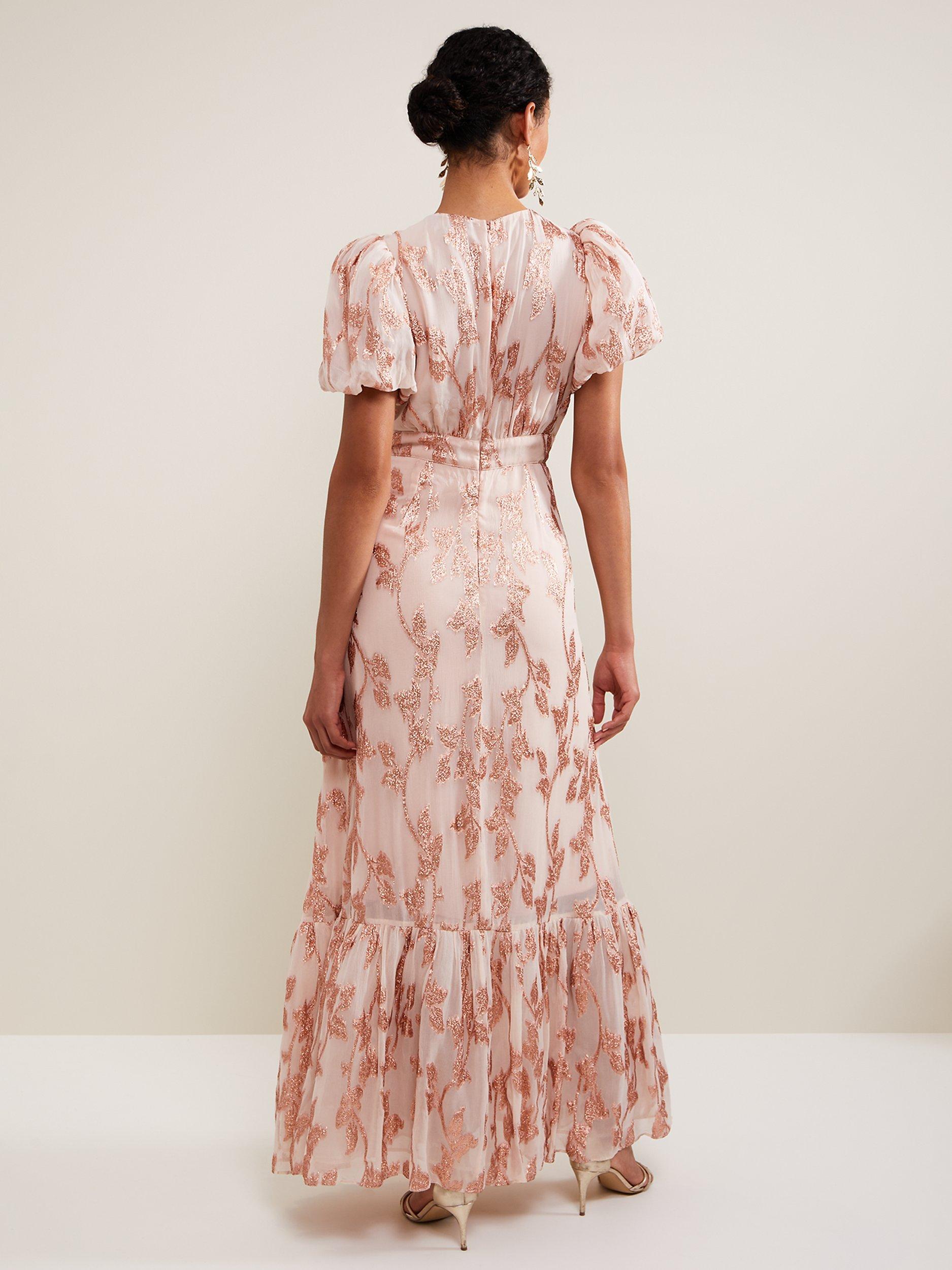 Product image 2 of 9, which shows Phase Eight Genette Maxi Dress, Pale Pink, 16