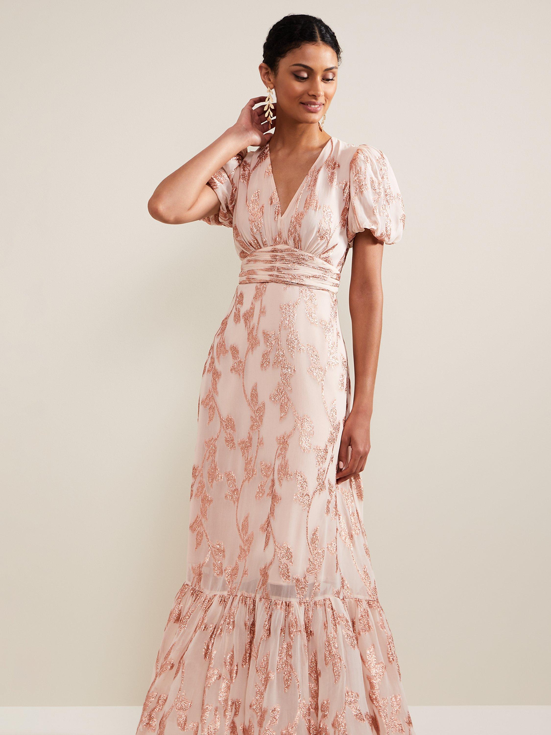 Product image 3 of 9, which shows Phase Eight Genette Maxi Dress, Pale Pink, 16