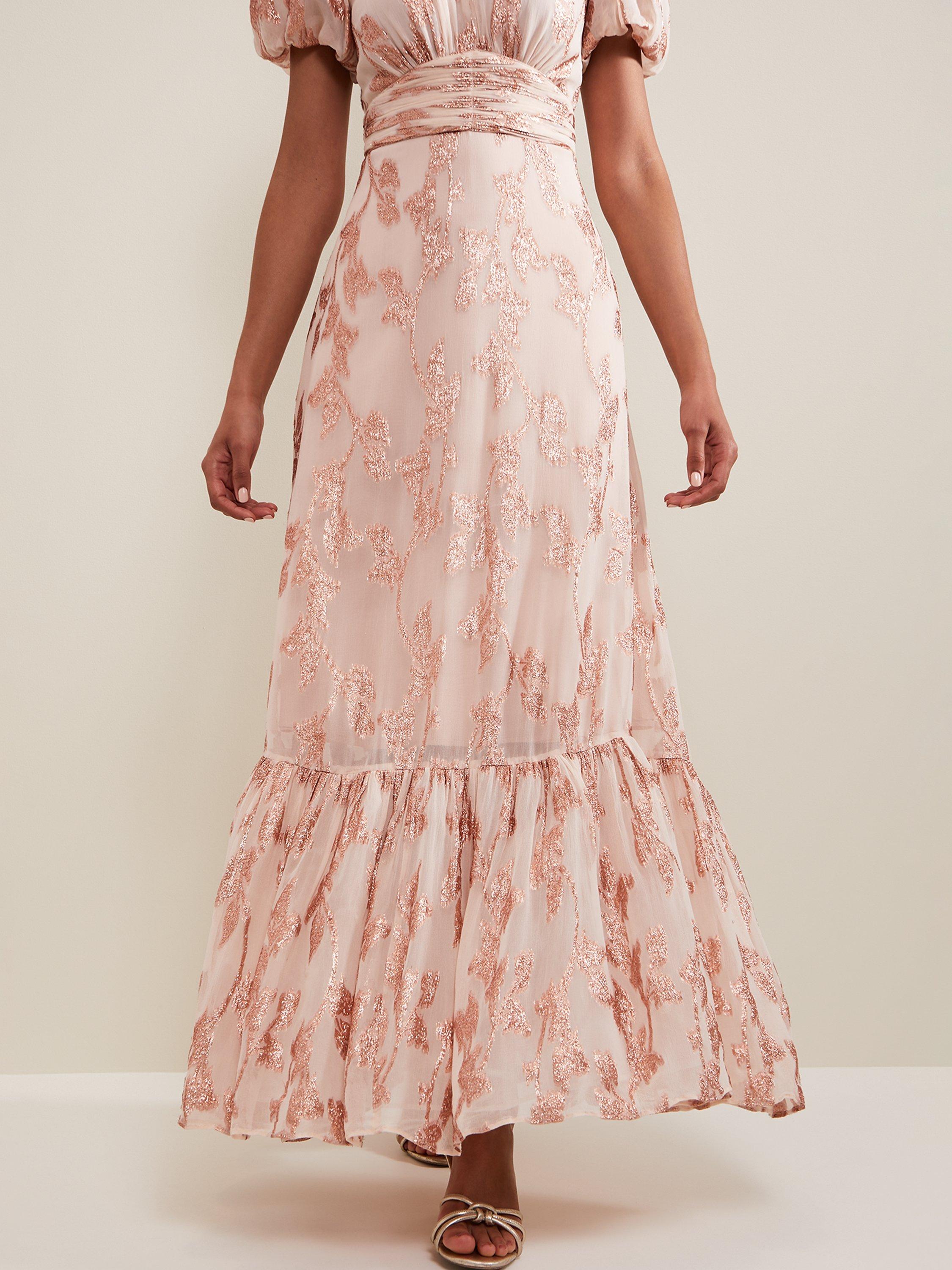 Product image 7 of 9, which shows Phase Eight Genette Maxi Dress, Pale Pink, 16