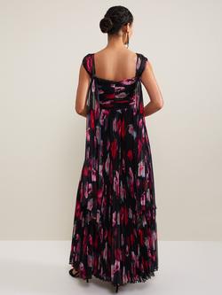Phase Eight Collection 8 Gretal Pleated Floral Maxi Dress, Black/Multi - view 2, Black/Multi