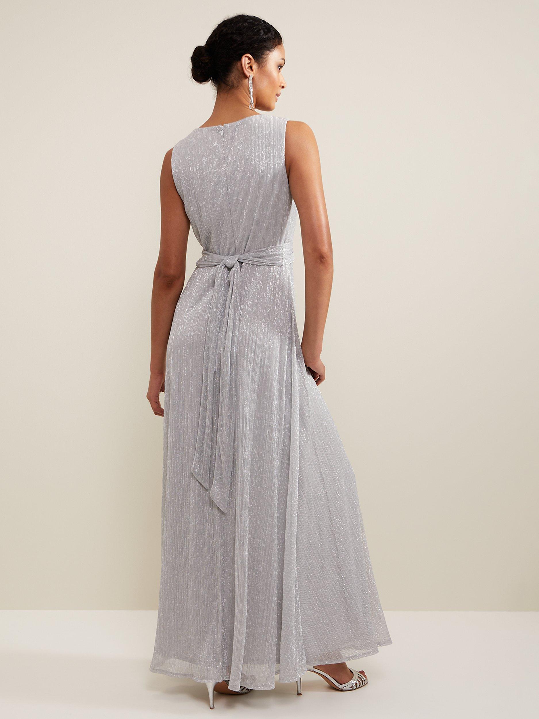 Product image 2 of 6, which shows Phase Eight Collection 8 Artemis Shimmer Maxi Dress, Silver, 12