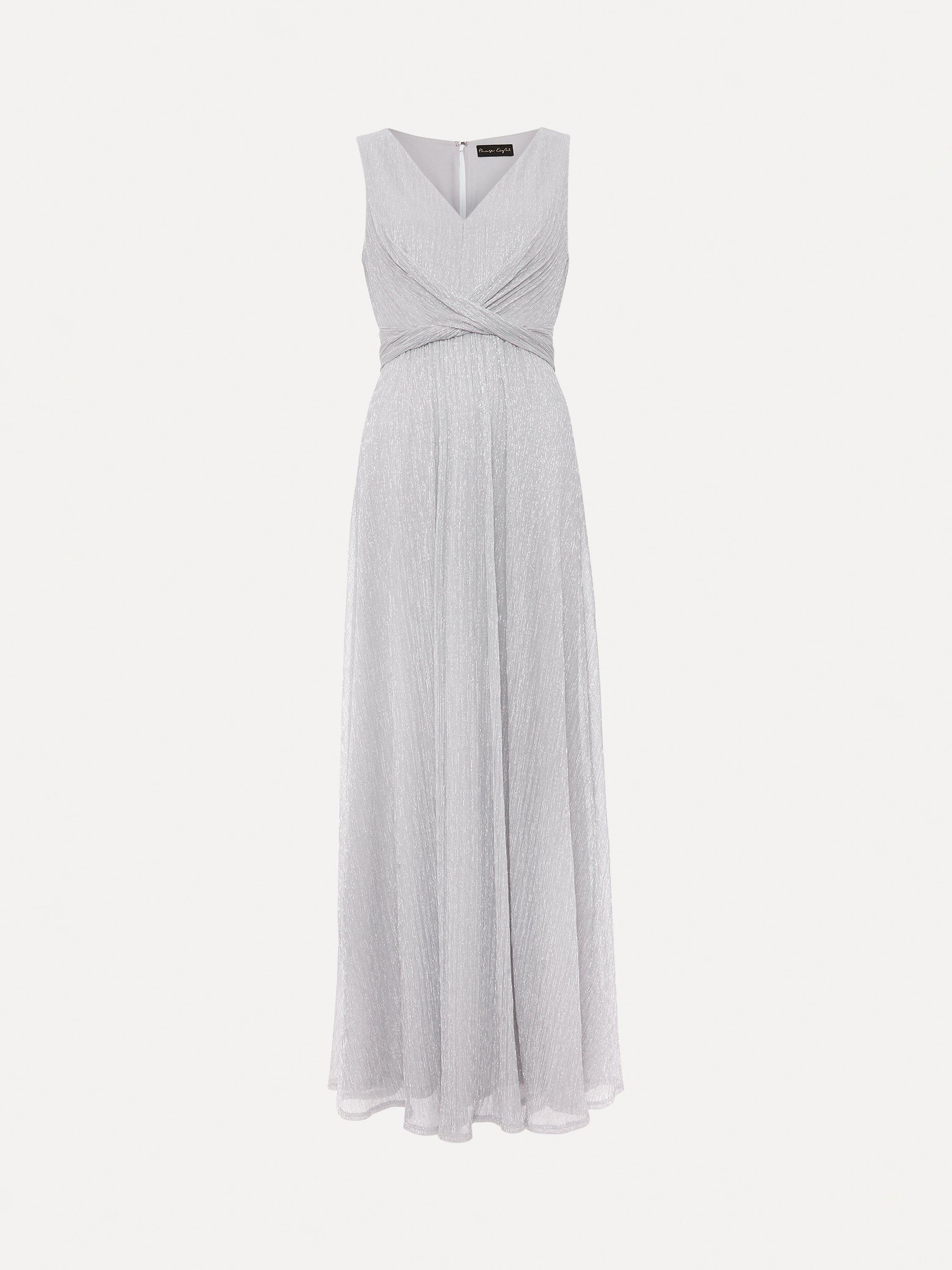 Product image 6 of 6, which shows Phase Eight Collection 8 Artemis Shimmer Maxi Dress, Silver, 12