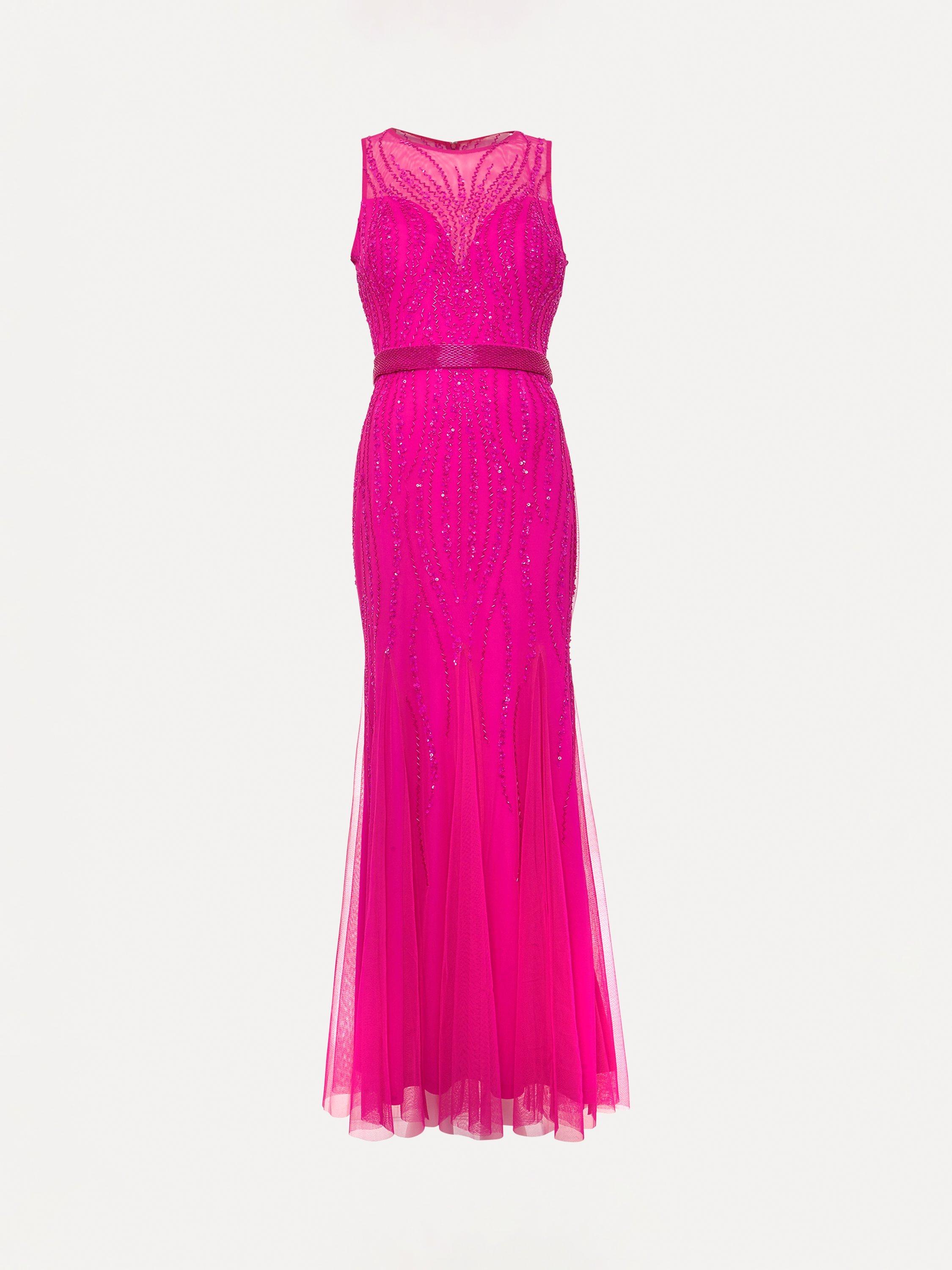 Product image 6 of 6, which shows Phase Eight Collection 8 Rowena Embellished Maxi Dress, Fuchsia, 18