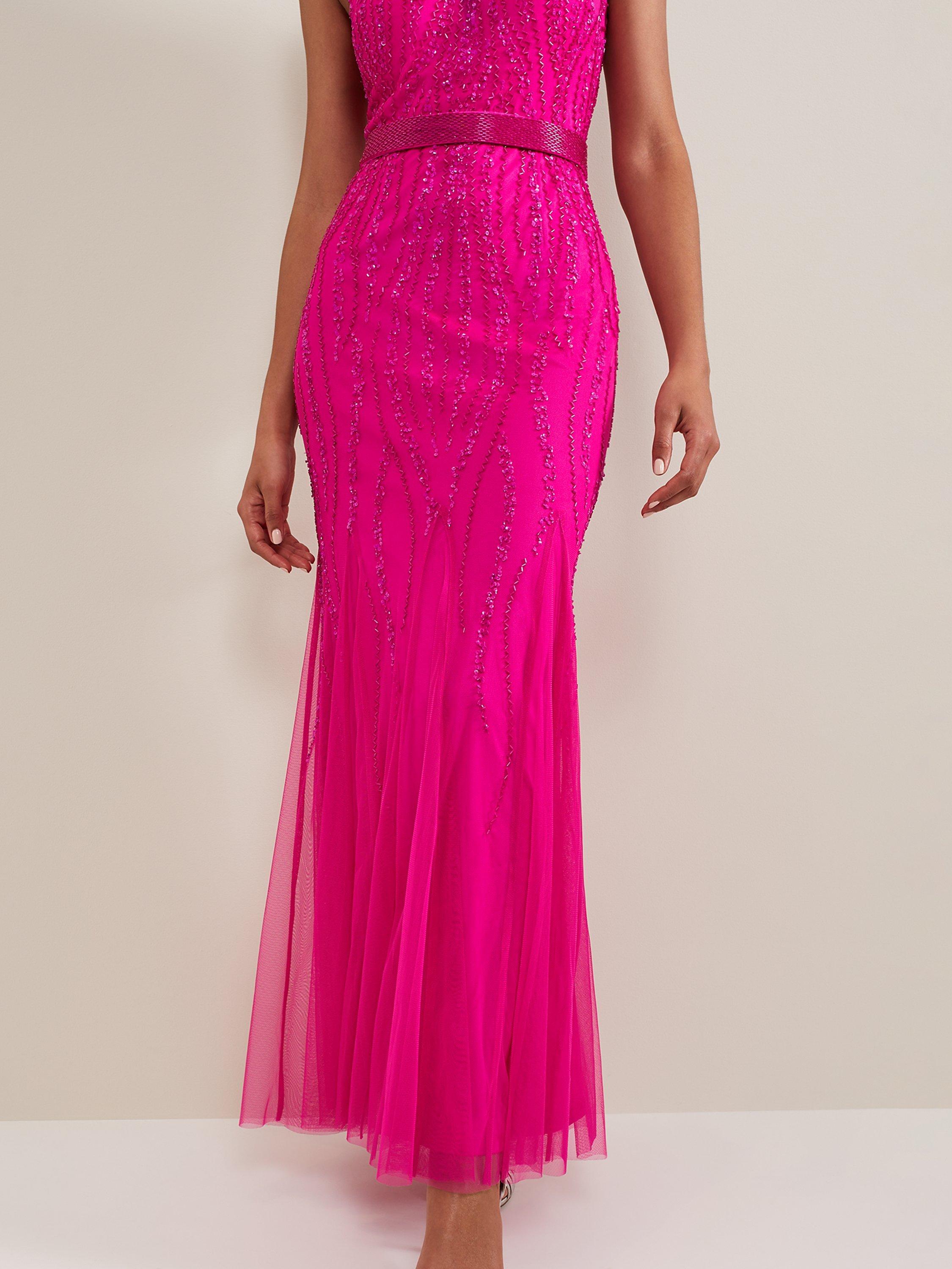Product image 5 of 6, which shows Phase Eight Collection 8 Rowena Embellished Maxi Dress, Fuchsia, 18