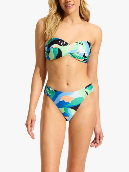 Seafolly Rio Twist Bandeau Bikini Top, Jade - view 2, Jade