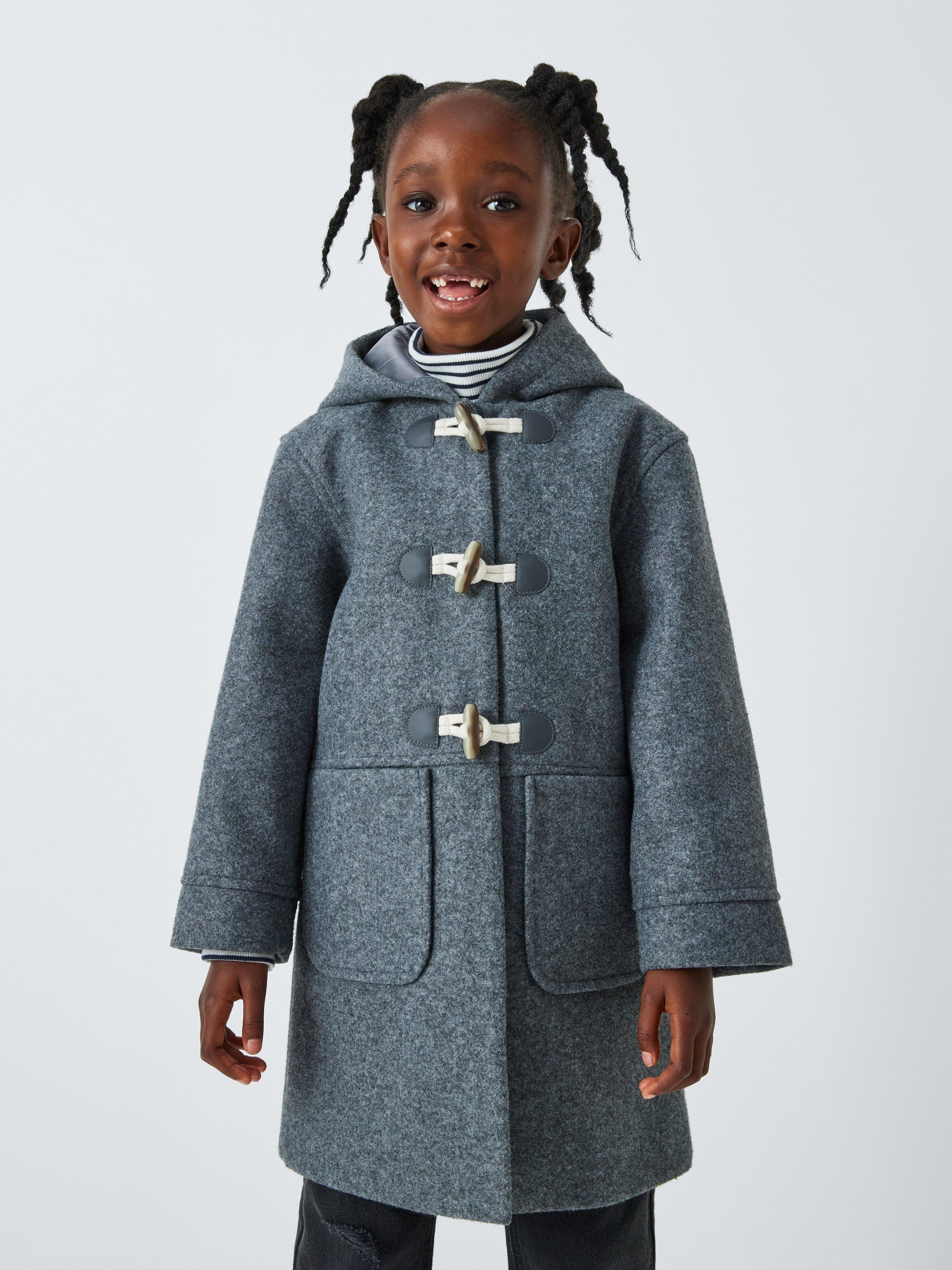 John Lewis Kids Hooded Felt Duffle Coat Grey