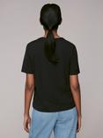 Whistles Rosa Double Trim T-Shirt, Black