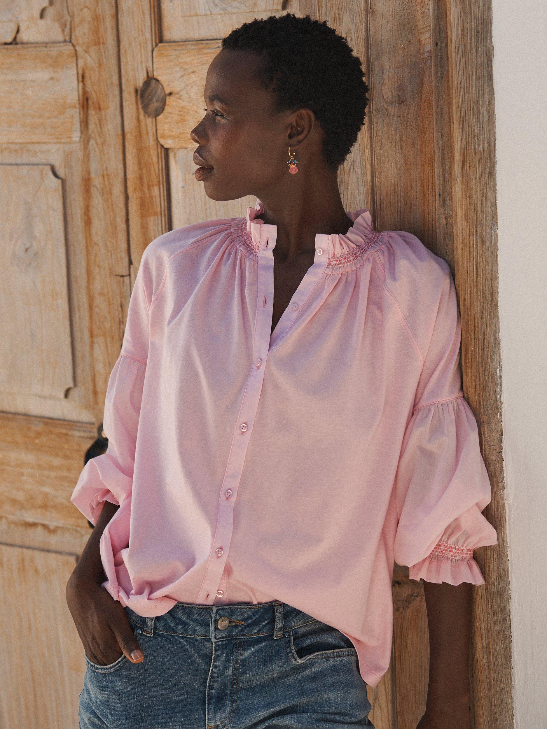 Product image 2 of 8, which shows NRBY Esther Cotton Oversized Shirt, Pink, XS