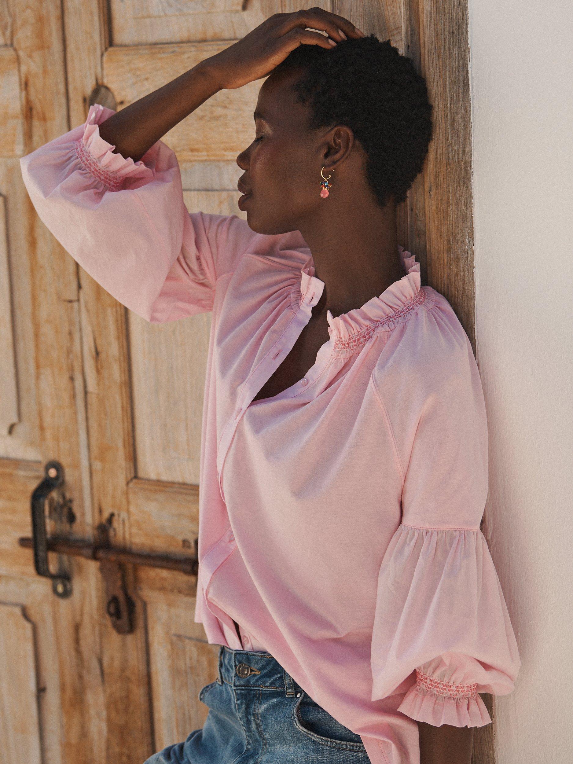 Product image 3 of 8, which shows NRBY Esther Cotton Oversized Shirt, Pink, XS
