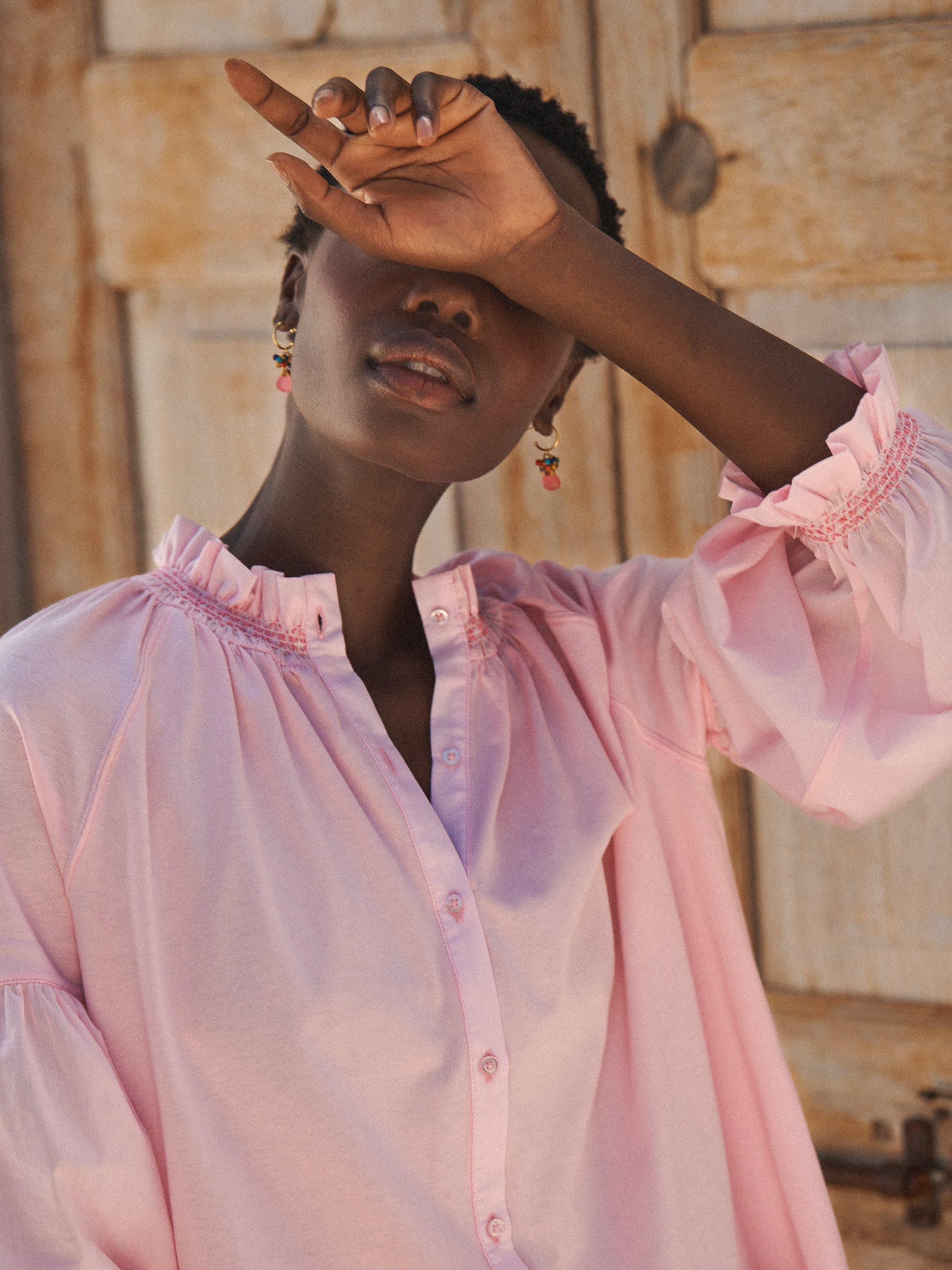 Product image 4 of 8, which shows NRBY Esther Cotton Oversized Shirt, Pink, XS